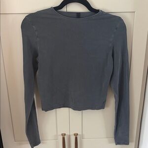 Skims Vintage Wash Gray Long Sleeve Women's Top
